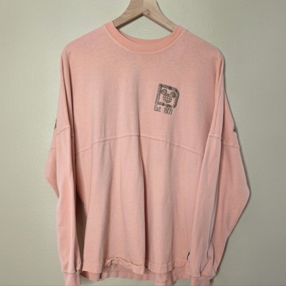 Walt Disney World Rose Gold Spirit Jersey Pink Glitter Puff Print Size Medium - Picture 3 of 8